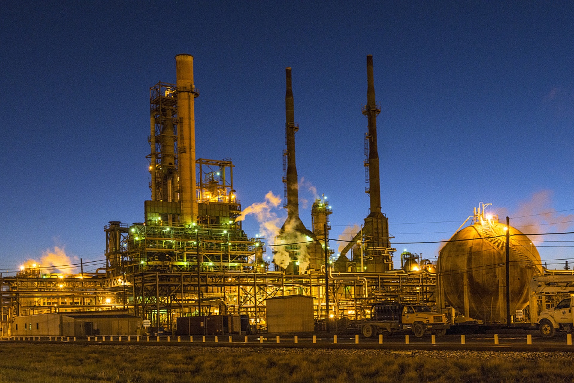 Oil Refinery at night